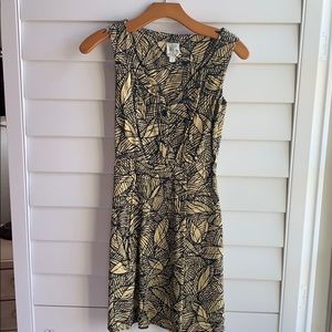 Anthropologie yellow and black dress size 0
